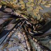 Sahsa Black Tulle Floral Fabric - Haute Couture Gold Embroidered Evening and Event Dress Fabric 150cm x 100cm - 30546 DIOR30V